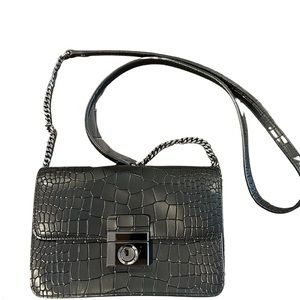 Milly Black Leather Purse with Leather and Chain strap.